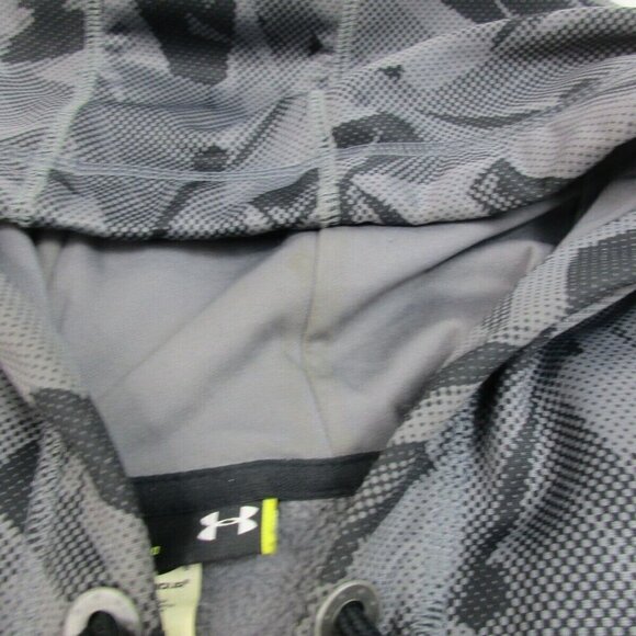Under armour Hoodie Mens Large Gray Geometric Fleece Lined Loose Fit Full Zipper - Picture 6 of 11
